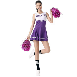 Custom Purple Cheerleader Costume Print on Demand Fancy Dress High School Musical Cheerleading Uniform Printing Design Cheer Leader Clothes