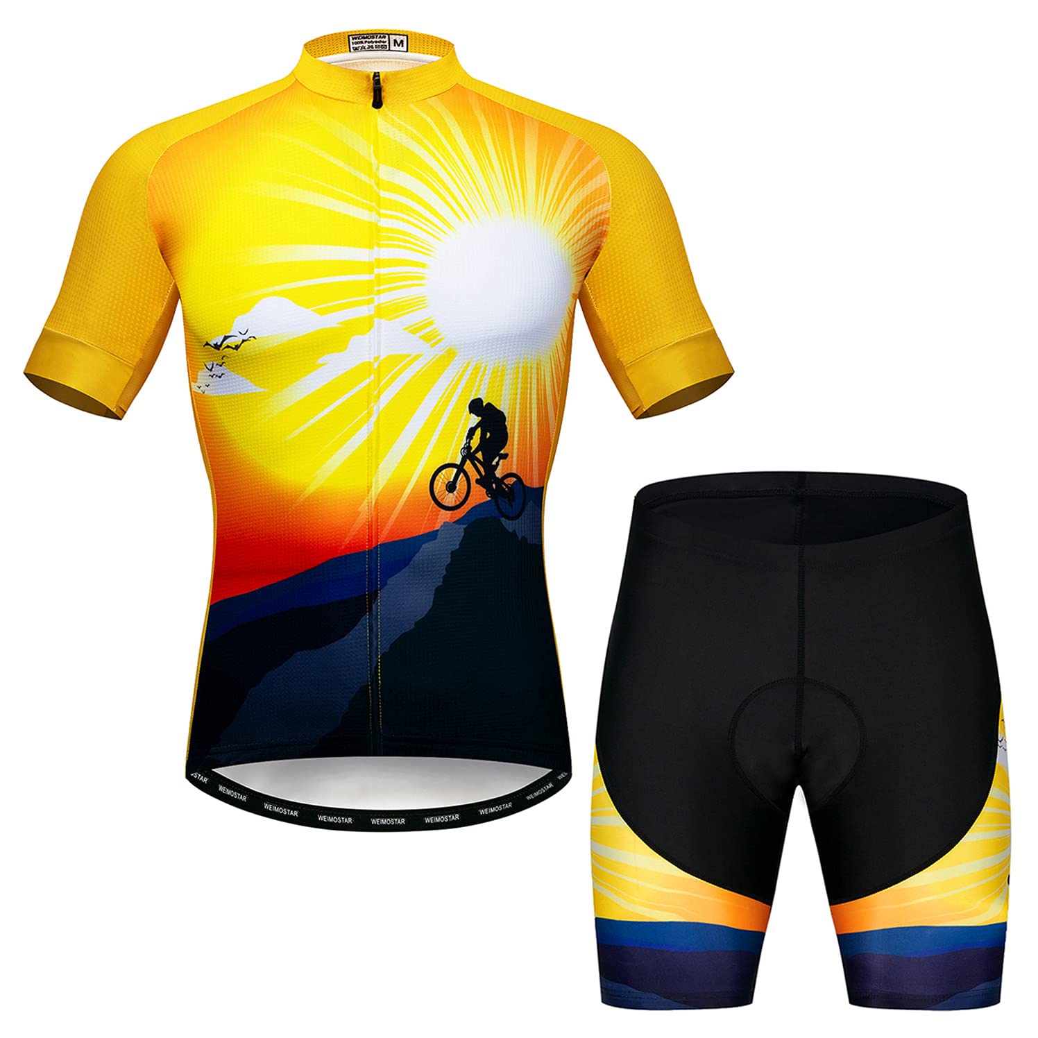 Cycling Jersey Shorts Set Padded Men Bike Top Suit