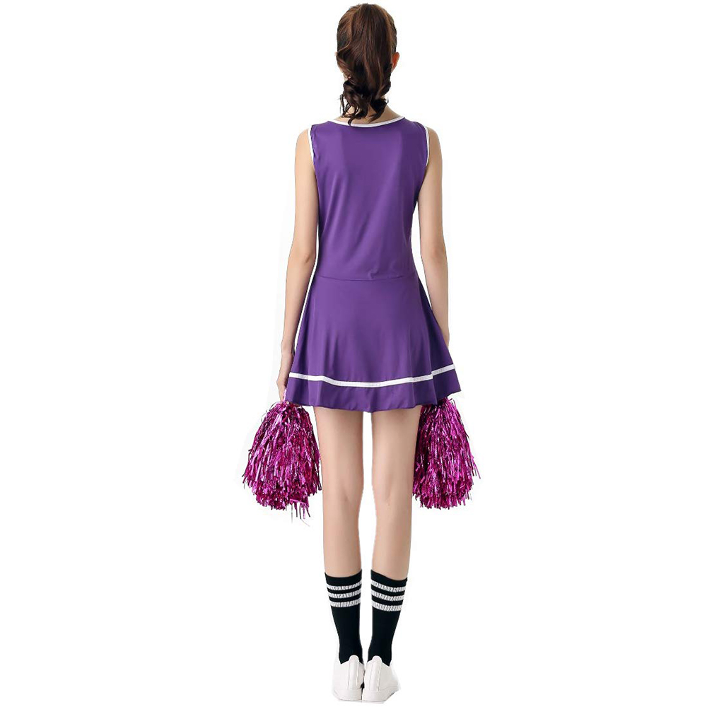 Purple Cheerleader Costume Fancy Dress High School Musical Cheerleading Uniform No Pom-Pom
