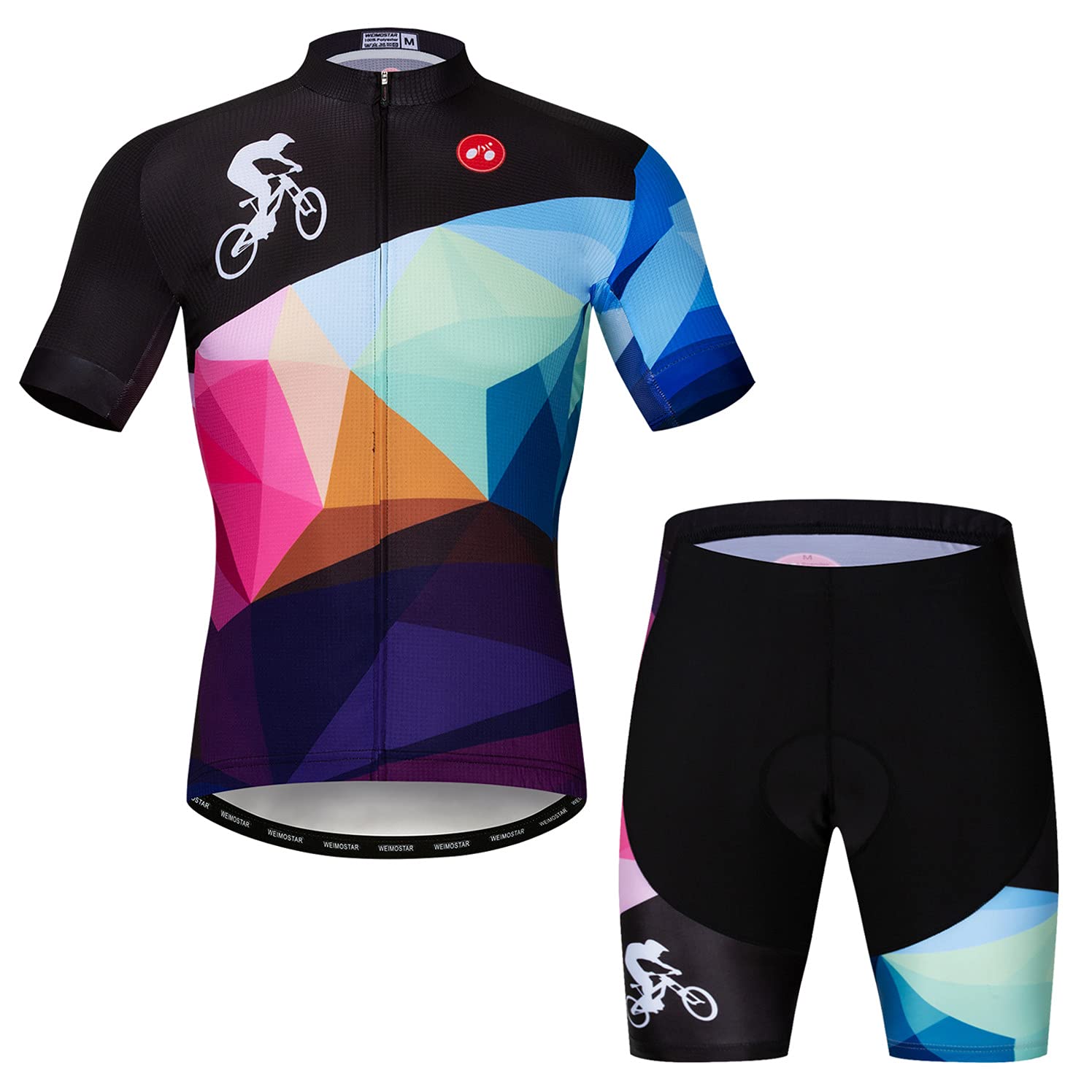 Custom Print on Demand Cycling Jersey Shorts Set Padded Men Bike Top Suits