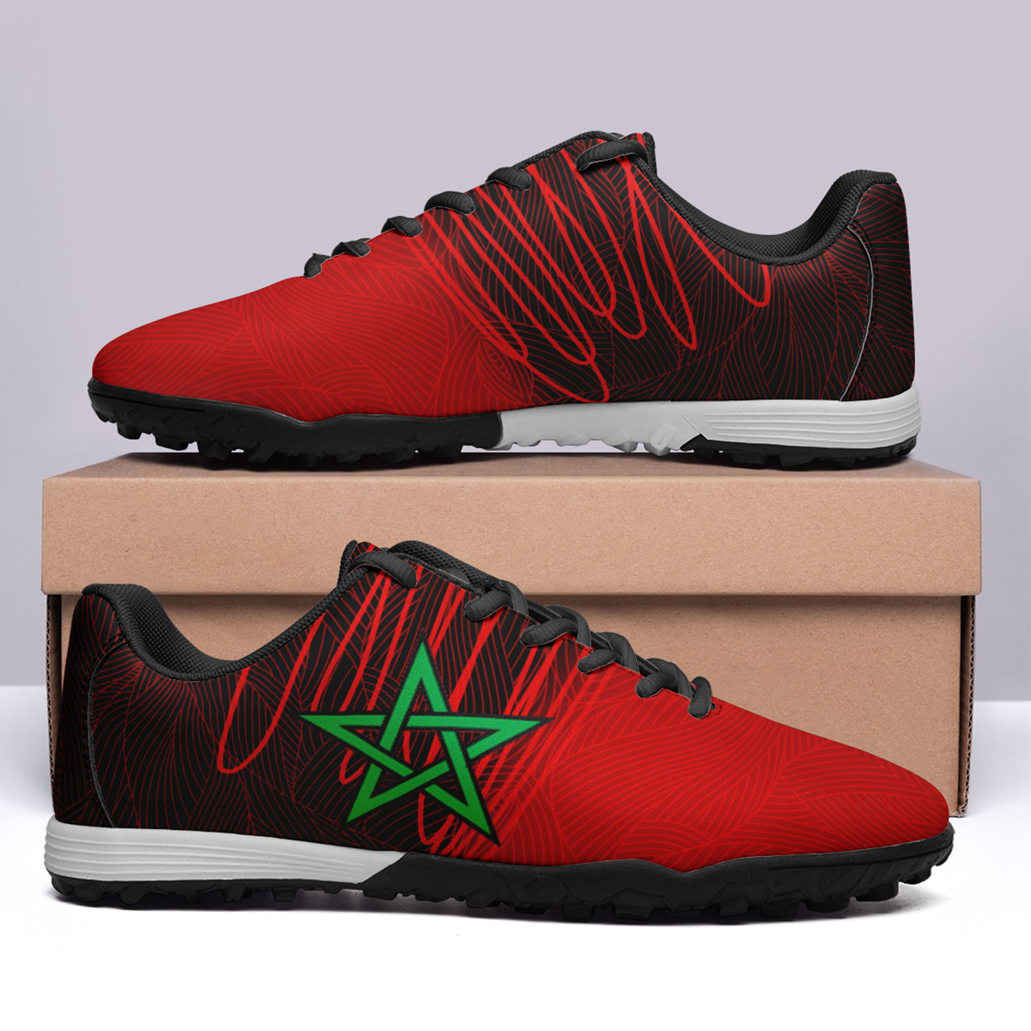 Custom Morocco Team Soccer Shoes Personalized Design Printing POD Football Shoes